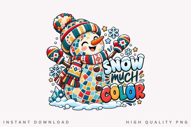 Cute Snowman Snow Much Colorful Winter Christmas Holiday PNG