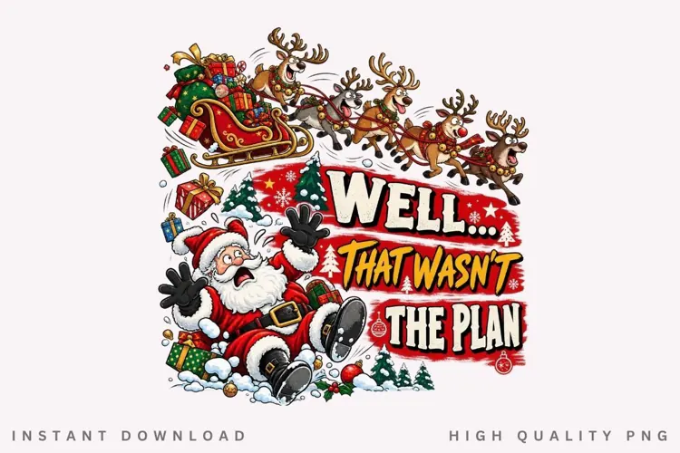 Funny Santa Sleigh Reindeer Christmas Holiday Winter Humor