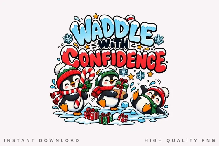 Waddle with Confidence Cute Penguin Christmas Winter Holiday