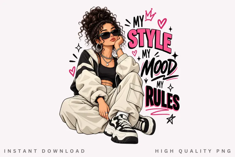 Style Rules PNG, Trendy Girl Fashion Illustration