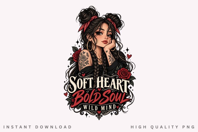 Soft Heart Bold Soul PNG, Wild Mind Woman Design example image 1