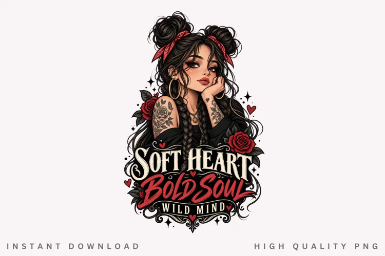 Soft Heart Bold Soul PNG, Wild Mind Woman Design