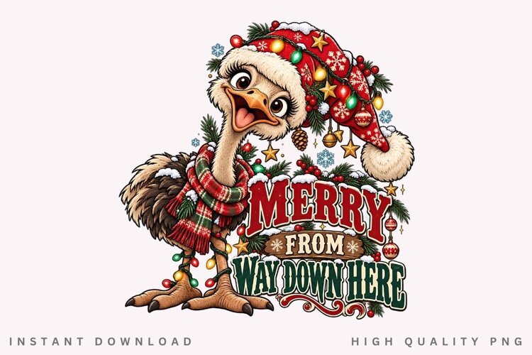 Merry Christmas from Way Down Under Funny Emu Winter Holiday example image 1