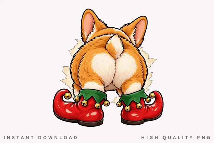 Christmas Corgi Butt PNG Sublimation Design, Funny Corgi