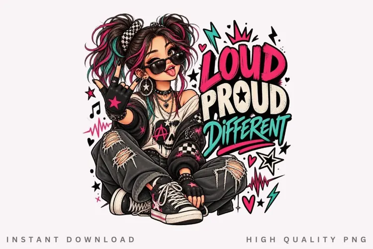 Loud Proud Different Alternative Girl with Sunglasses and