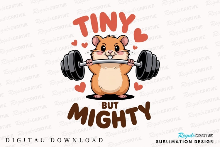 Cute Hamster Weightlifting Strong Sublimation PNG