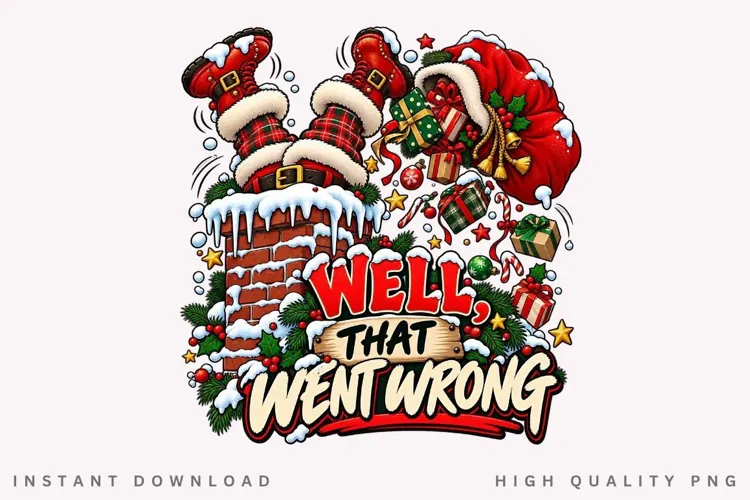 Well, That Went Wrong Funny Christmas Santa PNG Design
