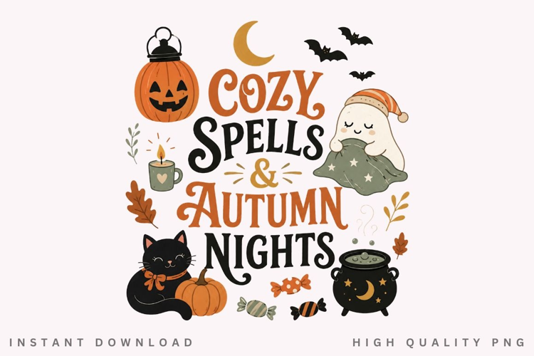 Cozy Spells And Autumn Nights PNG Sublimation Design