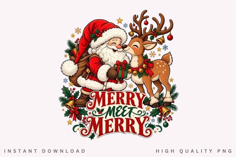 Festive Gift Bringer and Reindeer Christmas Holiday Winter example image 1