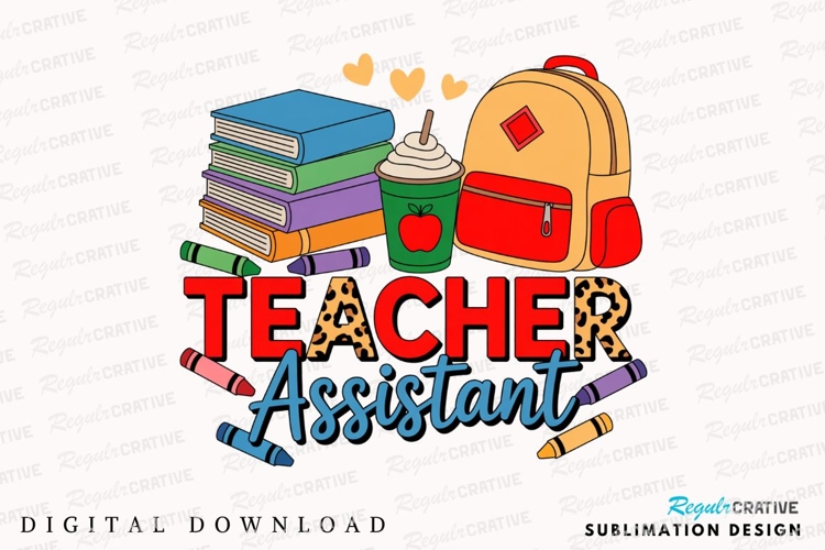 Teacher Assistant Graphic Books Backpack Sublimation PNG