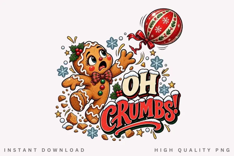 Oh Crumbs Funny Gingerbread Christmas PNG Design