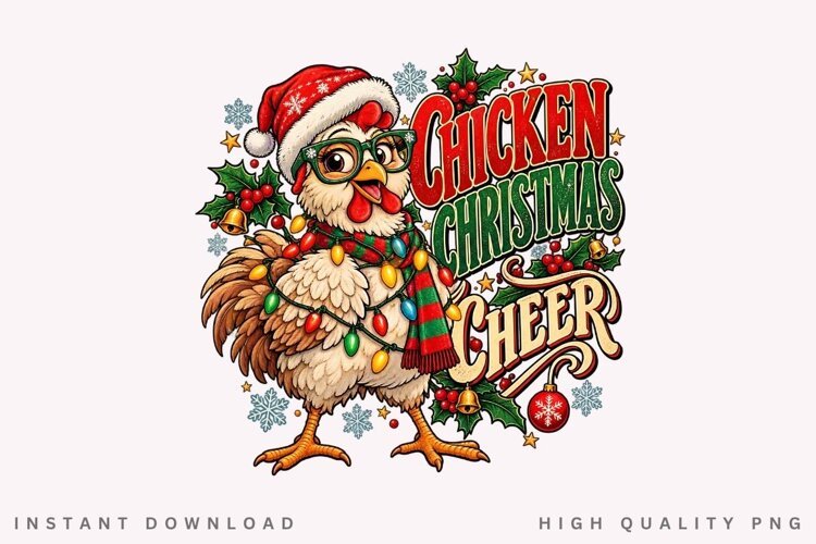 Cute Chicken Christmas Cheer Festive Holiday Winter PNG example image 1