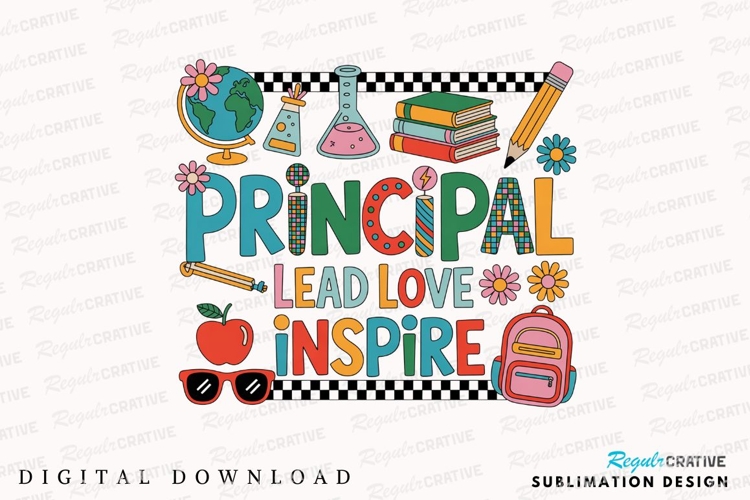 Retro Principal Design With School Elements Sublimation PNG