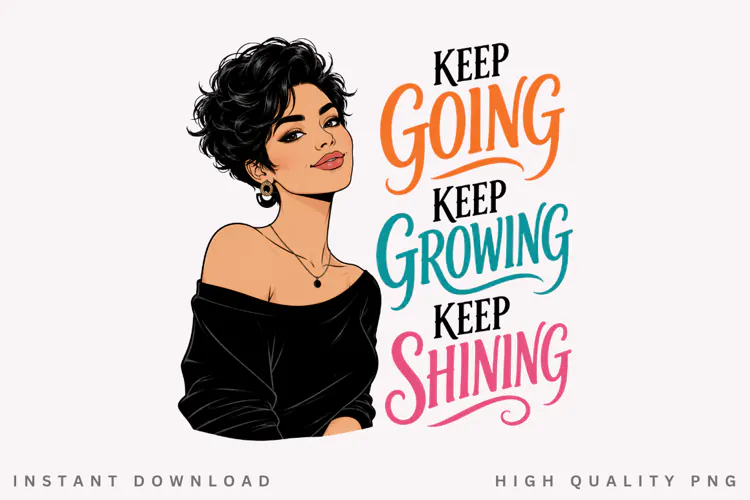 Keep Going Keep Growing Keep Shining PNG Sublimation Design