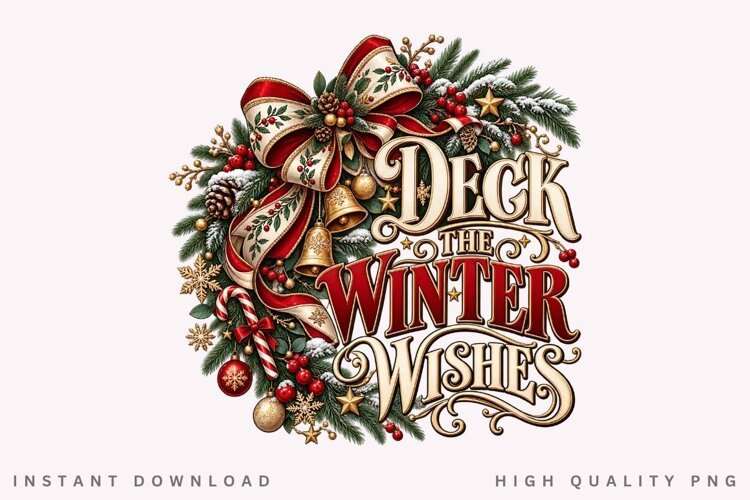 Deck the Winter Wishes Christmas Holiday Festive Typography example image 1