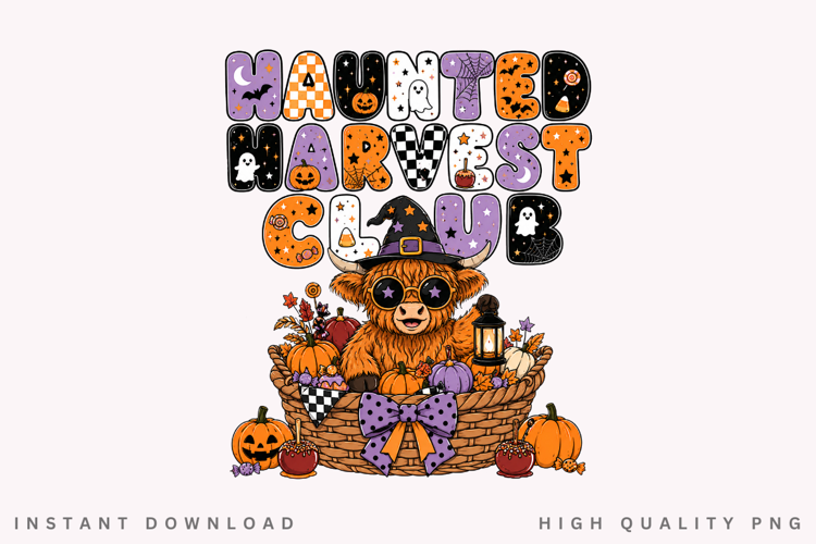 Haunted Harvest Club PNG Sublimation Design, Retro Halloween