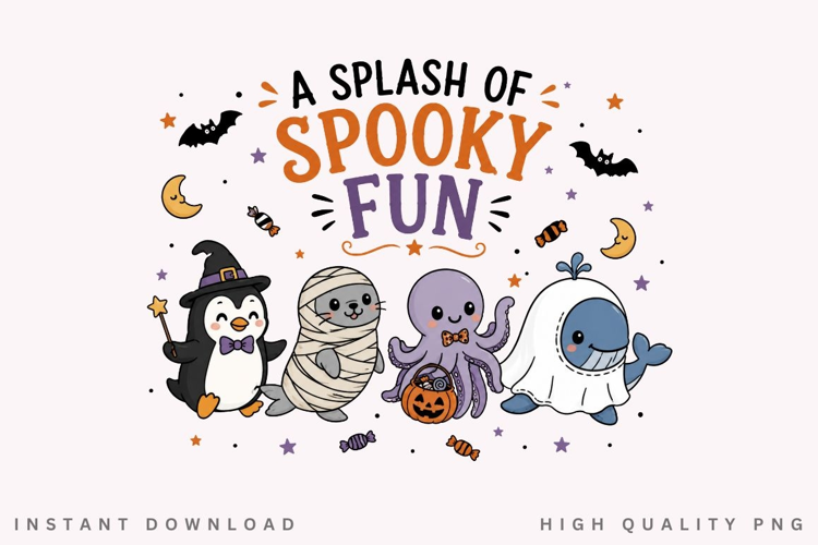 A Splash Of Spooky Fun PNG Sublimation Design, Ocean Sea