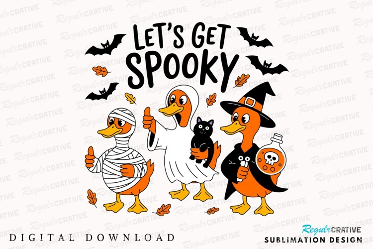 Halloween Ducks in Costume with Bats and Sublimation PNG