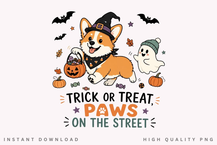 Trick Or Treat Paws On The Street PNG Sublimation Design