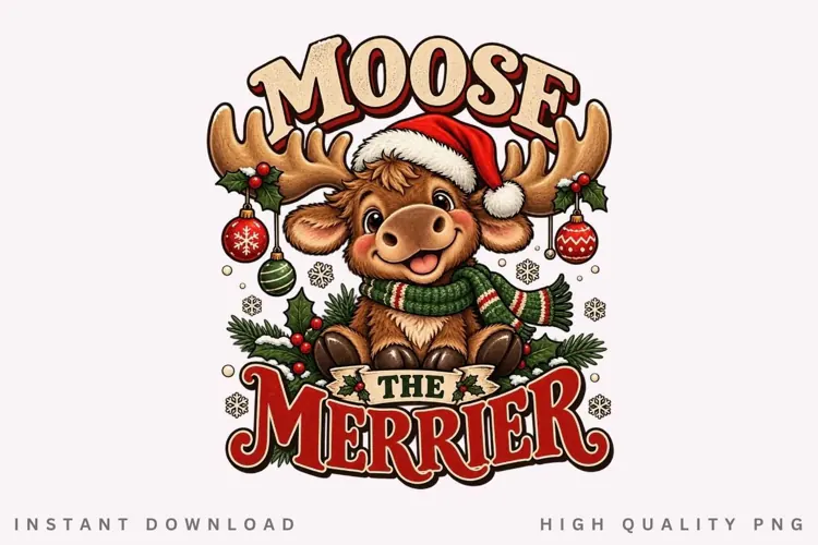 Moose The Merrier PNG Sublimation Design, Cute Baby Moose