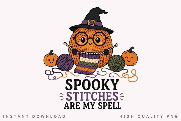 Spooky Stitches Are My Spell PNG Sublimation Design