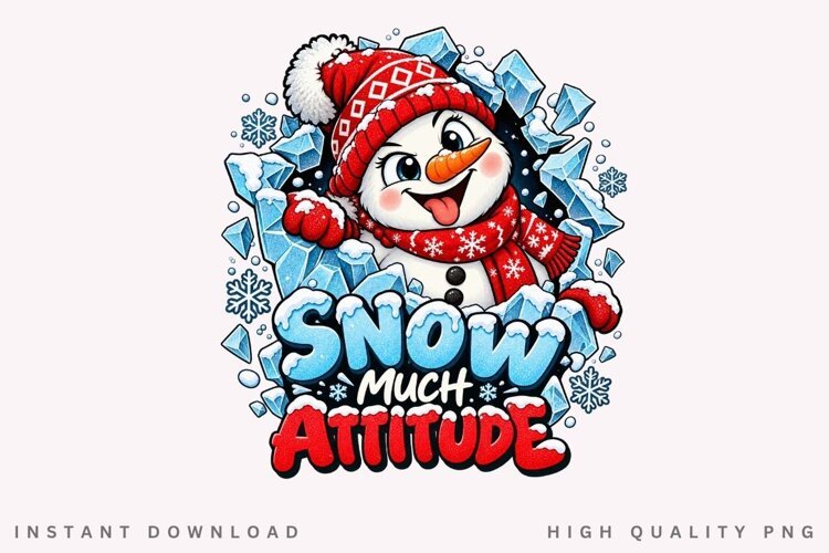 Snowman Snow Much Attitude Winter Christmas Holiday PNG example image 1