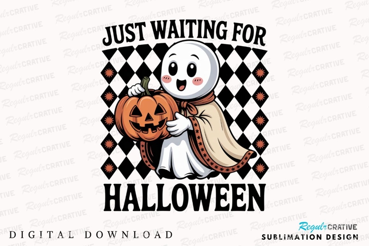 Cute Ghost Holding Pumpkin Halloween Sublimation PNG