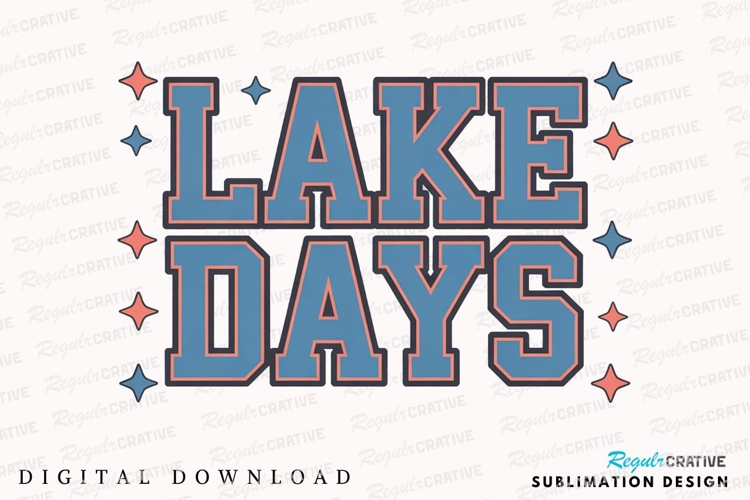 Lake Days Text Design With Retro Font Sublimation PNG