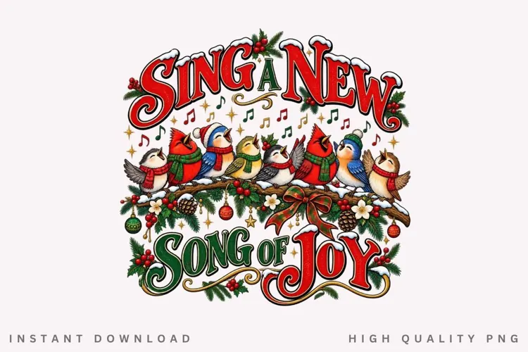 Singing Snow Song of Joy Winter Birds Christmas Holiday PNG