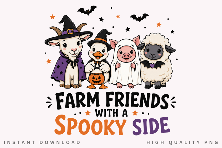 Farm Friends With A Spooky Side PNG Sublimation Design