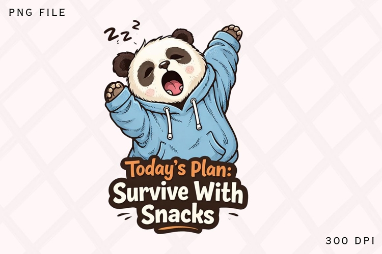 Todays Plan Survive With Snacks PNG, Funny Lazy Panda PNG
