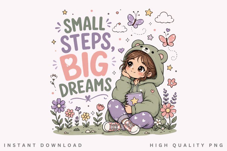 Small Steps Big Dreams PNG Sublimation Design, Cute Bear