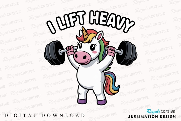 Strong Unicorn Lifts Heavy Barbell Fitness Sublimation PNG