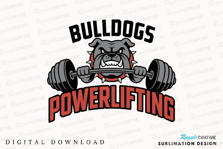 Bulldogs Powerlifting Design With Barbell Sublimation PNG