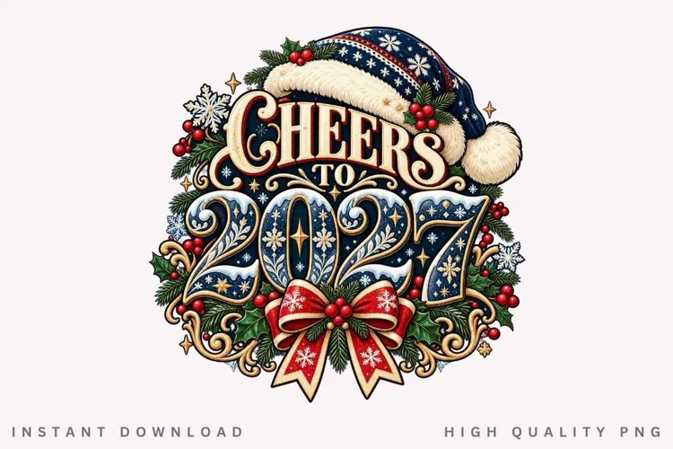Cheers to 2027 Festive Winter Christmas Holiday Celebration