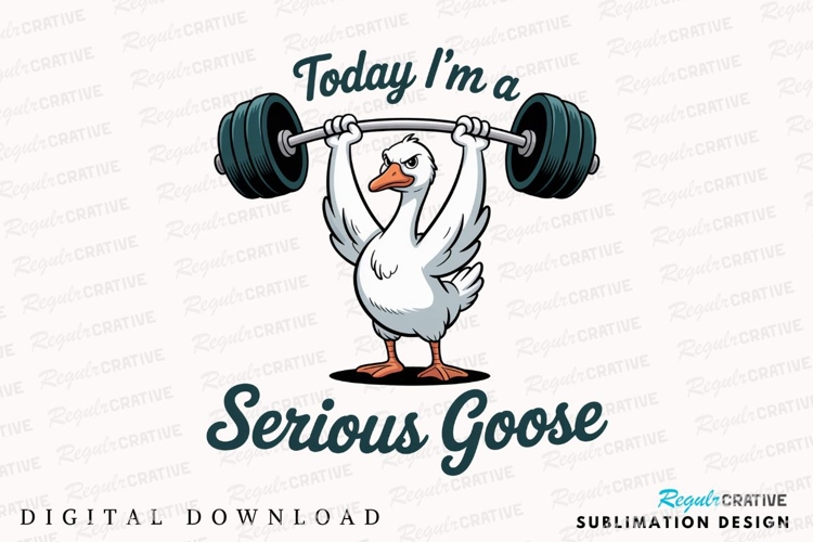 Goose Lifting Barbell Design Weightlifting Sublimation PNG