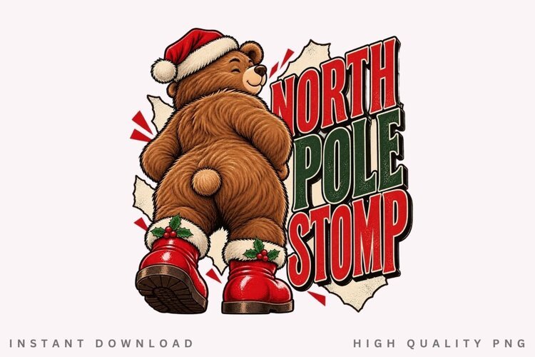 North Pole Stomp PNG Sublimation Design, Funny Christmas example image 1