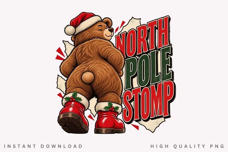 North Pole Stomp PNG Sublimation Design, Funny Christmas