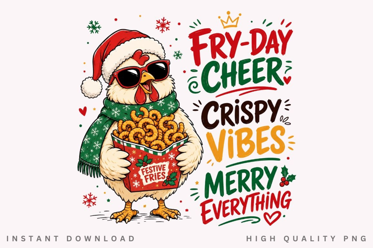 Merry Everything Christmas Chicken PNG Sublimation Design