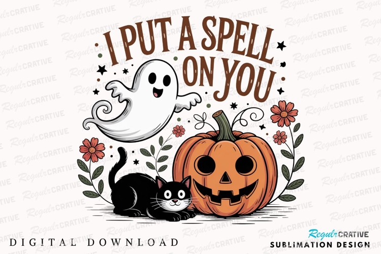 Halloween Illustration with Ghost Pumpkin Sublimation PNG