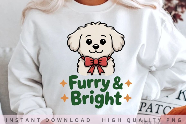 Furry & Bright Christmas Puppy PNG, Cute Dog Christmas