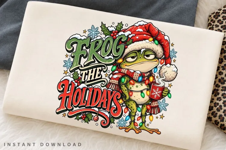 Frog the Holidays Funny Christmas Frog Coffee PNG