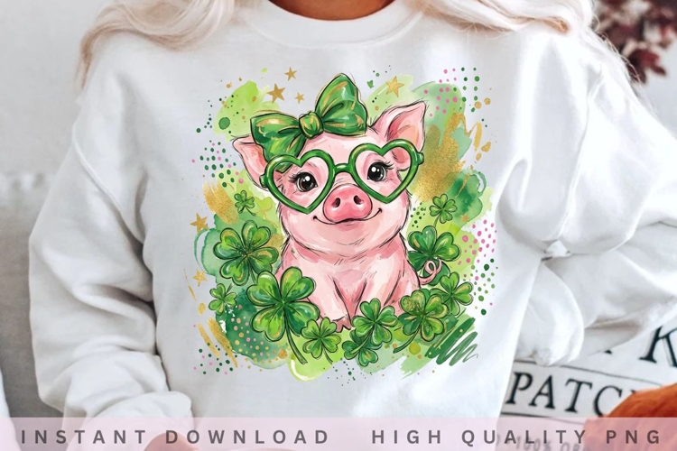 Lucky Shamrock Pig PNG Design example image 1