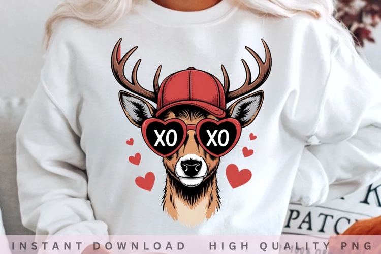 Valentine Deer XOXO Sunglasses PNG example image 1