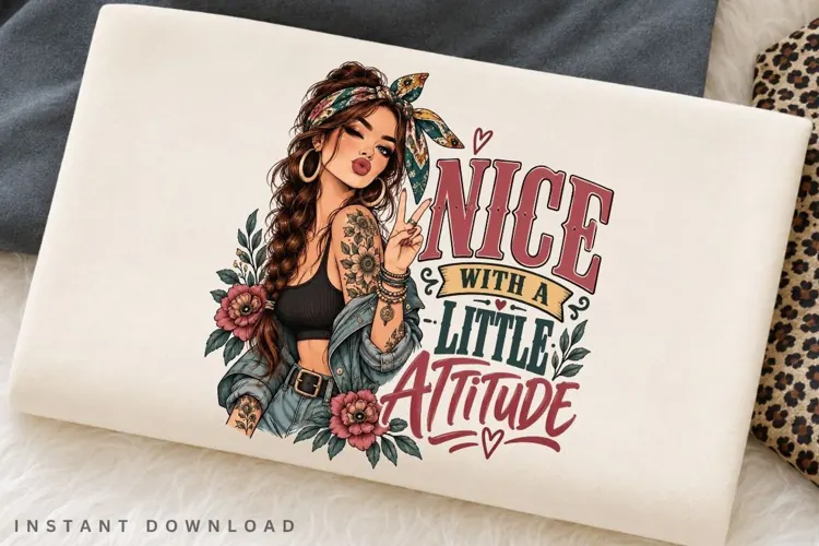 Nice With A Little Attitude PNG Sublimation Design