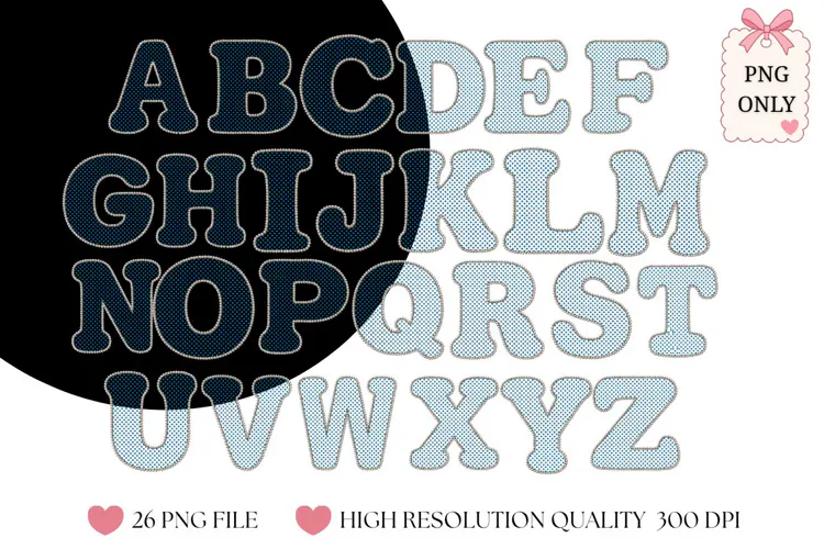 Retro Halftone Dotted PNG Alphabet