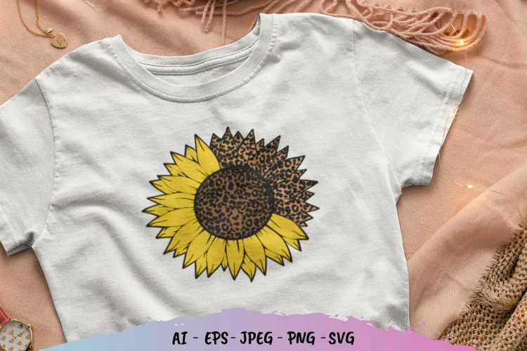 Sublimation Sunflower with Leopard Skin