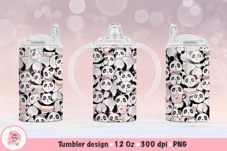 12oz Kids Skinny Tumbler | Sublimation Tumbler Pandas 12 oz