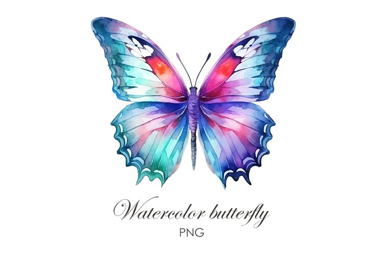 Sublimation Watercolor blue butterfly PNG