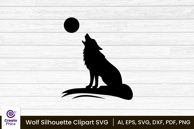 wolf silhouette animal clipart SVG | printable design
